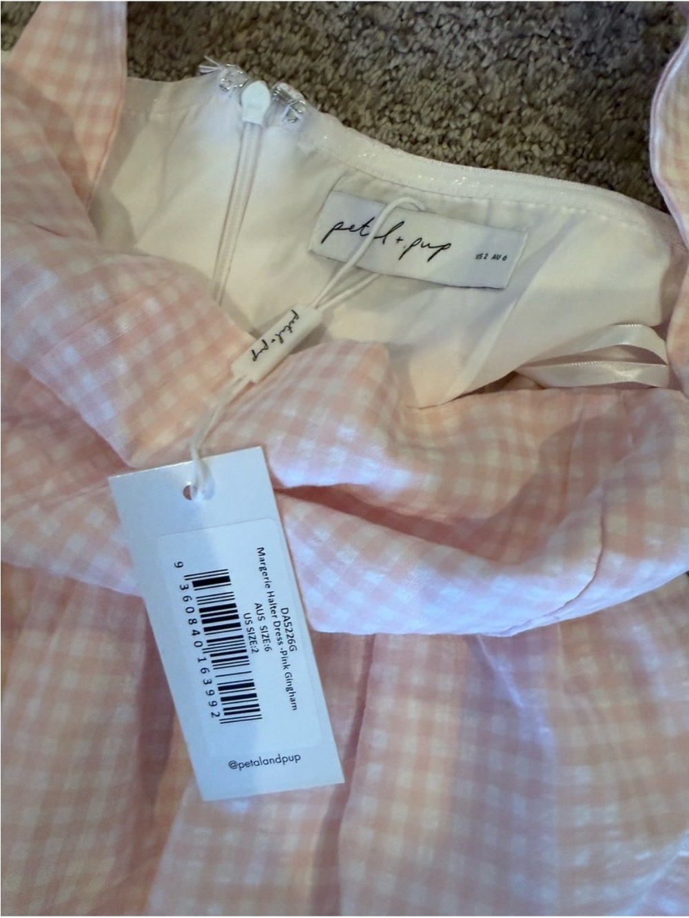 Petal and Pup- SZ 2 NWT Light Pink Gingham Halter Midi Dress - Picture 10 of 11